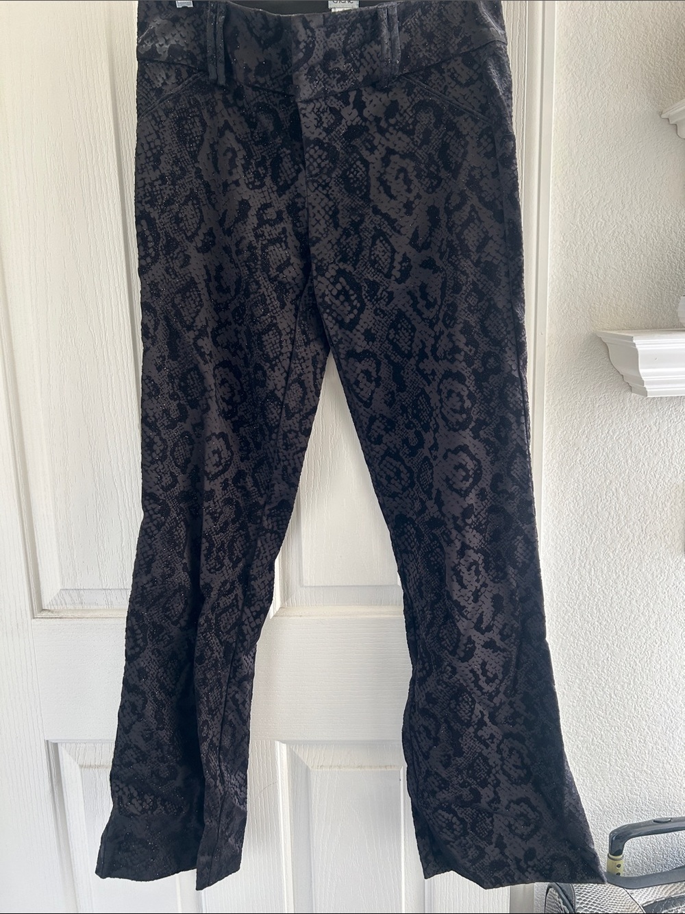 Cache Black Snake-Print Pants